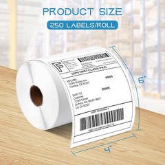 2 Rolls 4″ x 6″ Direct Thermal Shipping Labels 250 Labels/Roll for Zebra & Rollo