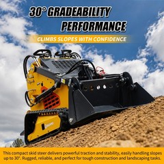 Mini Skid Steer Loader 24HP 4-in-1 Bucket 3-Stage Pump Hydraulic System Upgraded