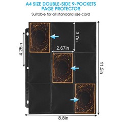 540 Pockets Card Sleeves Binder Sheets 9 Pocket Page Protector for Trading Cards