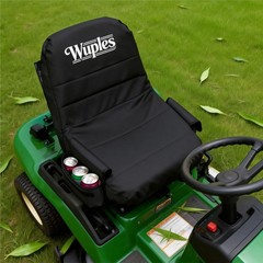 Large Riding Mower Seat Cover with Beverage Pockets – Black Oxford Fabric