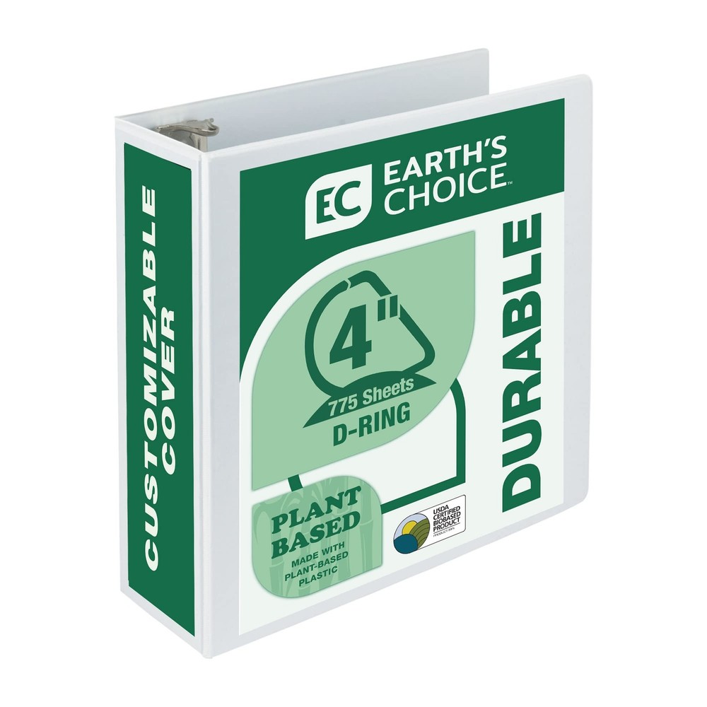 Samsill Plant-Based 4 Inch Durable D-Ring, View Binder, 4-Inch, White