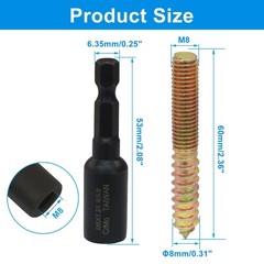 20 PCS M8 x 60mm Hanger Bolts, Double Head, Carbon Steel, Hanger Bolt Driver
