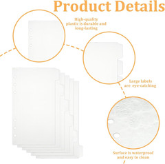 6 PCS A6 Dividers Clear Plastic Index Divider with Tabs, 6 Holes Planner Insets