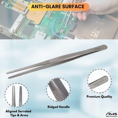 Blunt Serrated Tweezers Made of Stainless Steel Heat Resistant 8-inches