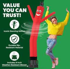 Muñeco inflable bailarín 7ft con soplador para publicidad exterior rojo, Nuevo