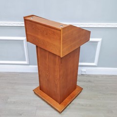 Deluxe Podium Wood Lectern Church Pulpit Wheels Political Debate Event Funeral