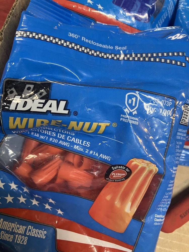 Ideal 100 Big Blue, 100 Orange & 40 Red Wire Nuts + Connectors & Strippers