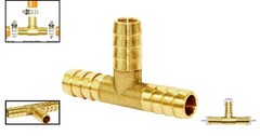 1/4″ T-Shaped Brass Hose Fitting – Easy Connect 3-Way Union for Water/Fuel/Air
