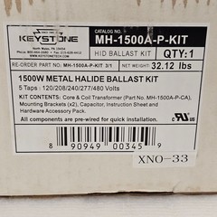 Keystone MH-1500A-P-KIT 5 Tap 1500W 120/208/240/277/480 Metal Halide Ballast