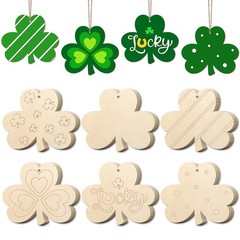 COCHIE St. Patrick’s Day Shamrock Wood Crafts to About 3 x 4 Inch – 2mm thick