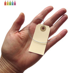 Manila Shipping Tags with Wire 250 Pack 2-3/4 x 1-3/8 Inch Size 1 Label Tag
