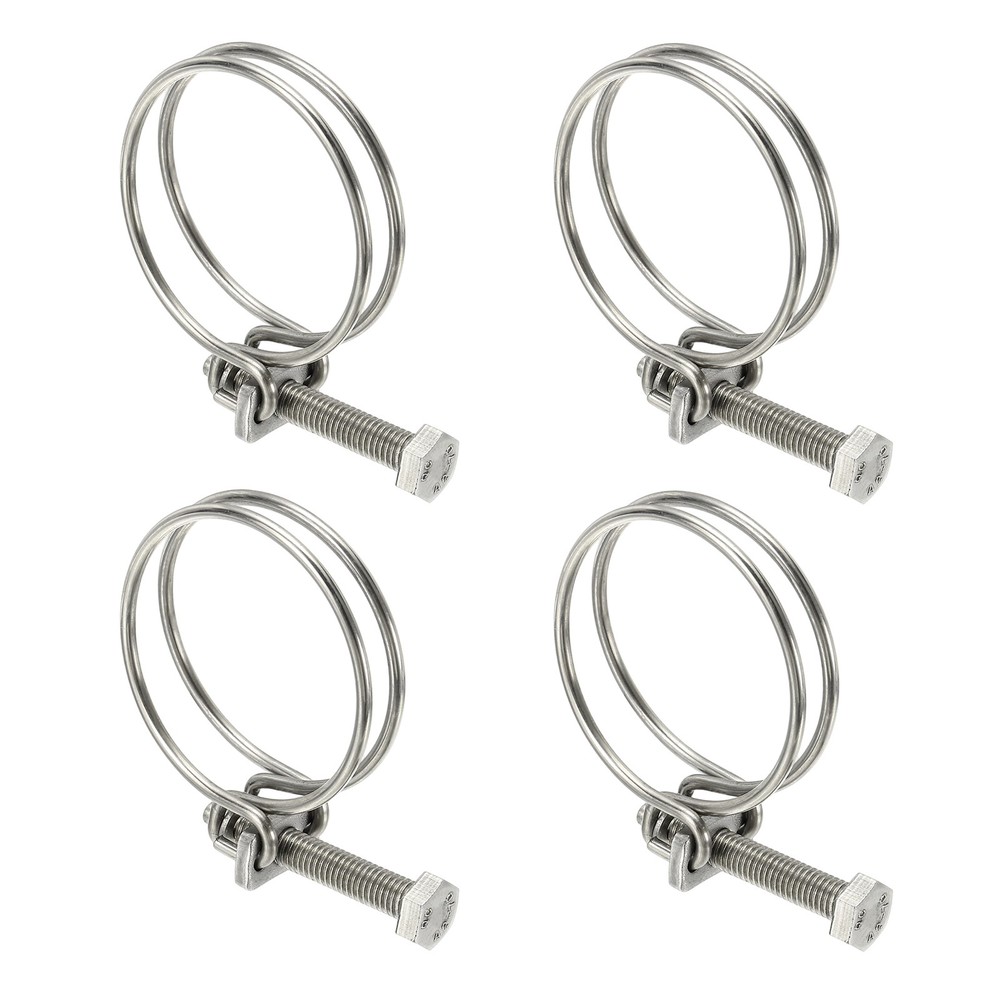 4Set 48-55 mm Stainless Steel Double Wire Hose Clips with M8 Screw