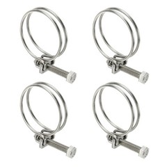 4Set 48-55 mm Stainless Steel Double Wire Hose Clips with M8 Screw