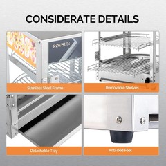 ROVSUN Commercial Food Warmer Display 3-Tiers Countertop Pizza Cabinet w/Light