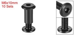 10 Sets Screw Post Male M6x10mm Belt Buckle Binding Bolts Carbon Steel Black