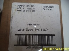 Case of 50 Large Screw Eye Lag Bolts 1 5/8″ (5 per pack x 10 packs), 5360276