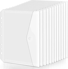 8.5X5.5 Binder Pockets, Poly Mini Binder Pocket 5.5 X 8.5 Inches, 7-Hole Punched