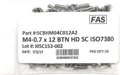 (50) M4 x 0.7 x12mm Stainless Steel Button Head Socket Cap Screws ISO7380 M4-.70