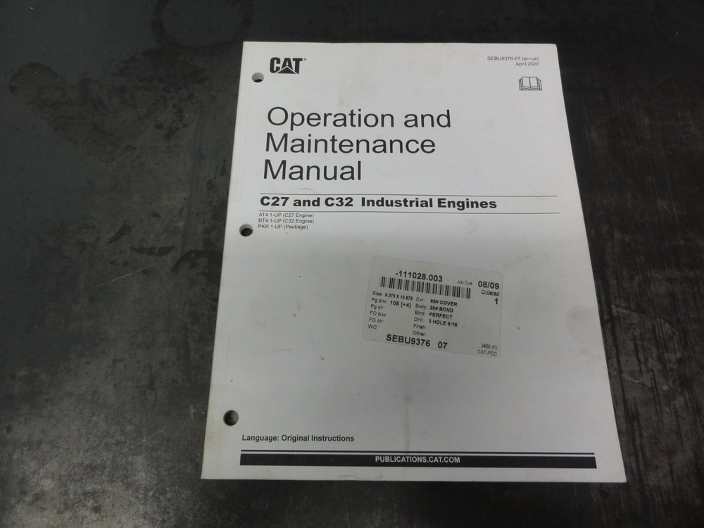 Caterpillar CAT C27 and C32 Industrial Engines Operation & Maintenance Manual