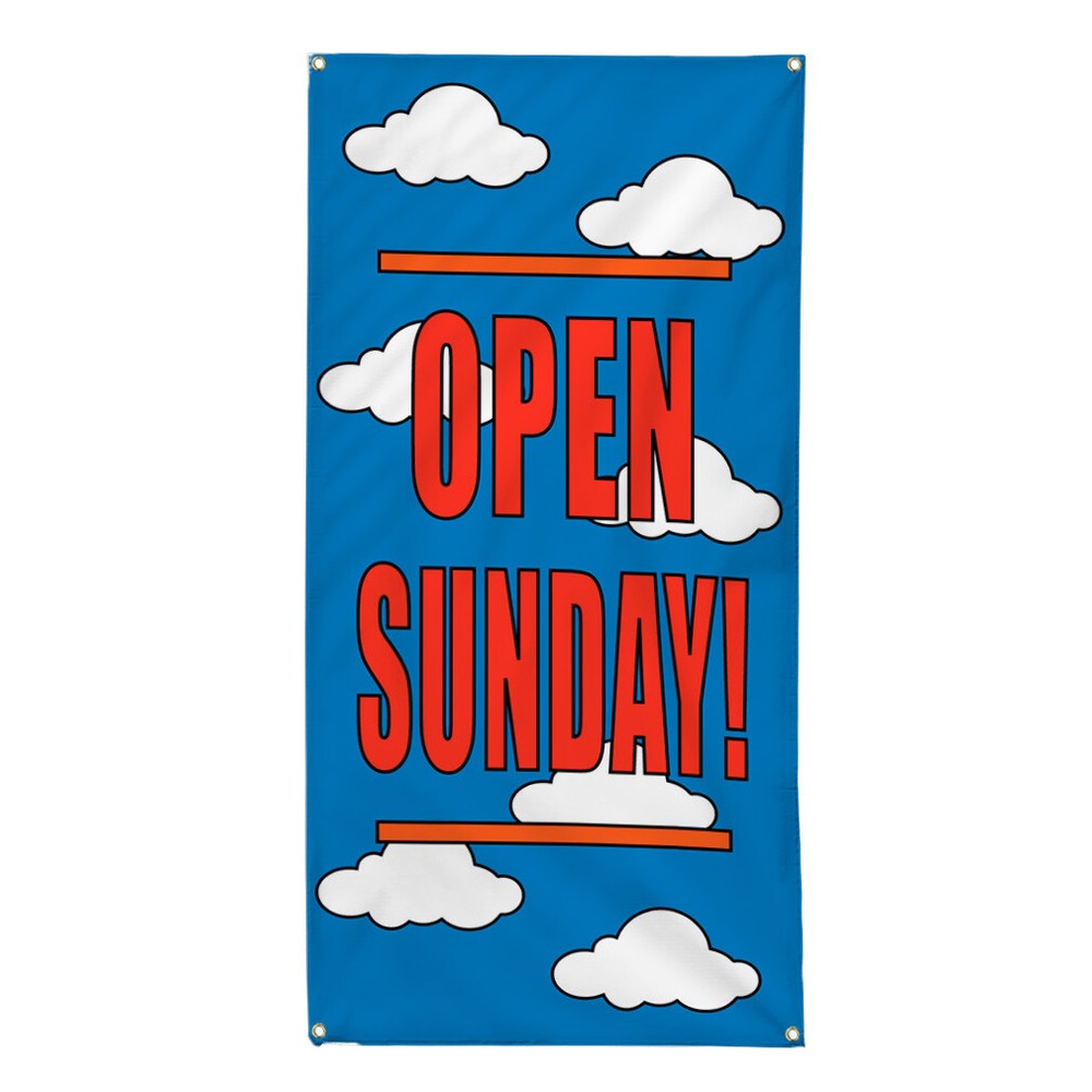 Vertical Vinyl Banner Multiple Sizes Open Sunday Clouds Business Business