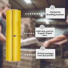 4 Rolls – Yellow 15″x 1476′ Pre-Stretch Hand Packaging Shrink Wrap Film 30 Gauge