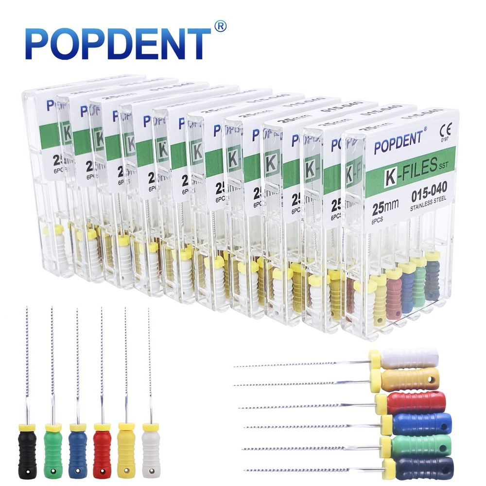 6pcs Dental stainless steel K/H-Files 21mm Files Endodontic Root Canal Hand use