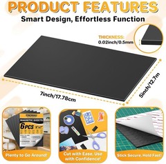 5×7 Self Adhesive Magnetic Sheets 6 Pack Flexible Magnets for Crafts Photos DIY