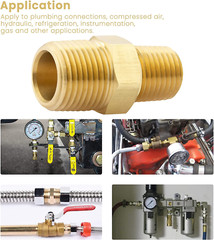3/8 NPT X 1/4 NPT Male Solid Brass Hex Nipples, Heavy Brass Pipe Adapter Fitting