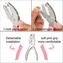 5 Pack Single Hole Punch Metal Handheld Small Hole Puncher with Soft Grip, St…