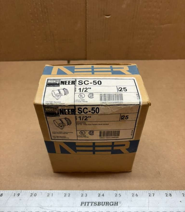 EGS Neer SC-50 1/2″ Flexible Metal Conduit Squeeze Connector FMC Die-Cast Box 25