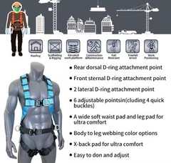 Adjustable Full Body Fall Protection Safety Harness(31 Inches- 47 Inches)