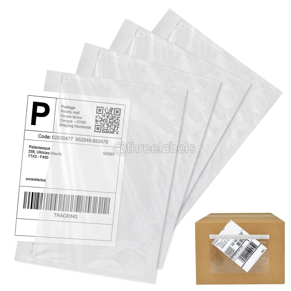 50 – 4000 Clear Adhesive Packing List Shipping Label Envelopes Pouches 7.5 X 5.5