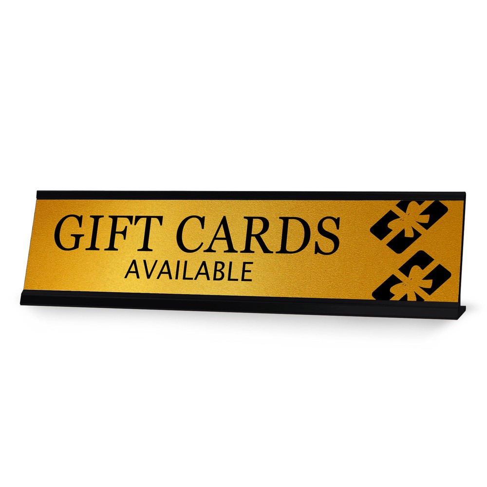 Signs ByLITA Gift Cards Available Graphic Black Frame, Desk Sign (2×8″)