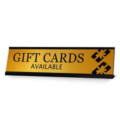 Signs ByLITA Gift Cards Available Graphic Black Frame, Desk Sign (2×8″)