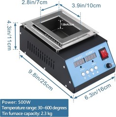Lead-Free Titanium Solder Pot 500W Dual Digital Display 2.3kg Capacity 600°C Max