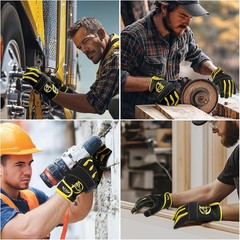 Durable Synthetic Leather Work Gloves with Impact Protection for Outdoor Use