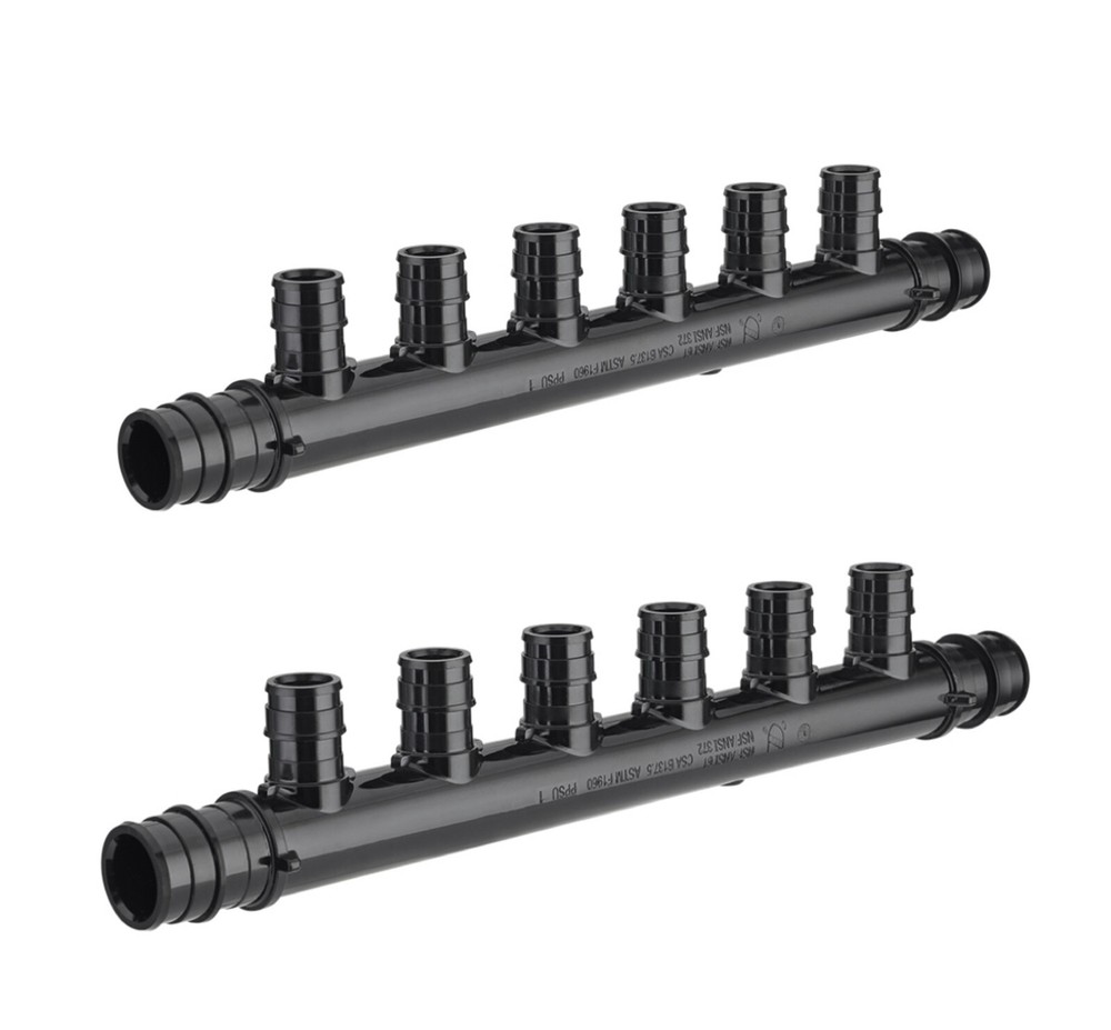 2 PCS EFIELD 6 Ports Open Pex-A Expansion Poly Manifold 3/4 Trunk, 1/2″ Ports