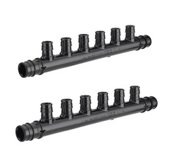 2 PCS EFIELD 6 Ports Open Pex-A Expansion Poly Manifold 3/4 Trunk, 1/2″ Ports