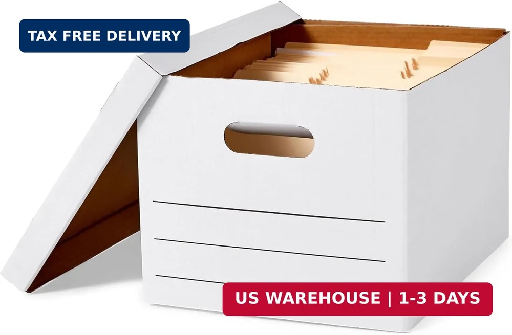 Amazon Basics Storage/Filing Boxes with Lift-Off Lid, Letter/Legal Size, Collaps