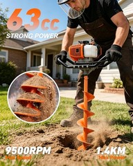 63CC Gas Powered Post Hole Digger Earth Auger Borer 6″ 10″ Bit & 3PCS Extension