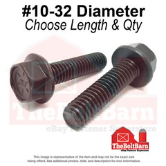 #10-32 Grade 8 Hex Flange Screws Frame Bolts Black Oxide (Pick Length & Qty)
