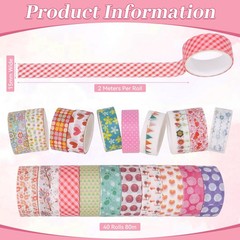 WEGAZ Washi Tape Set, 40 Rolls of 1.5cm Wide Decorative Craft Tape for