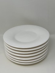 Melamine Hubert White Wide Rim Luncheon Salad Plate 8 1/4 In Diameter Set Of 7