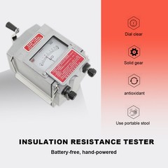 0-1000MΩ Insulation Resistance Tester 1000V Megger Meter Megohmmeter Hand-Crank