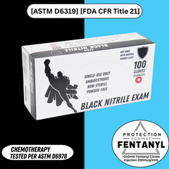 1000 Pieces, Black Nitrile Exam Powder-Free Disposable Gloves X-Large 6 MIL
