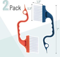Window Track Cleaning Brush with Ergonomic Handle nd Built-in Scraper, 2 Pack
