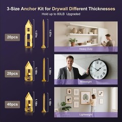 88 Pcs Self Drilling Drywall Anchors with Screws, Sheetrock Anchor, No Drill