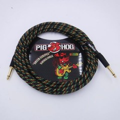 20′ Pig Hog PCH20RA Rasta Stripes Woven Instrument Cable 1/4″Straight