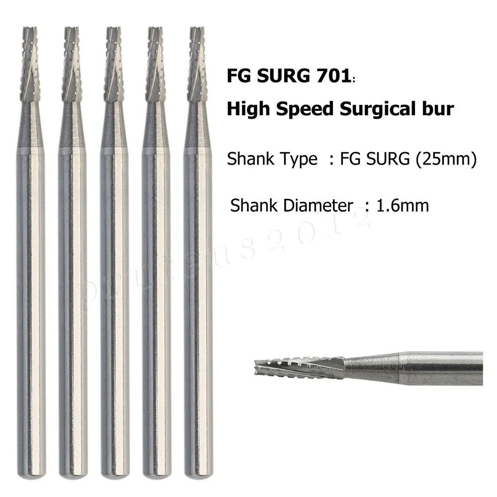 Dental Surgical Burs 25mm Carbide Bur FG SURG Taper Fissure FG 701 High Speed