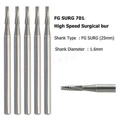 Dental Surgical Burs 25mm Carbide Bur FG SURG Taper Fissure FG 701 High Speed